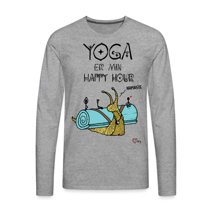 Yoga er min Happy Hour - Herre Langærmet Trøje - Premium langærmet Herre - T-shirt - grå meleret - Dajlig