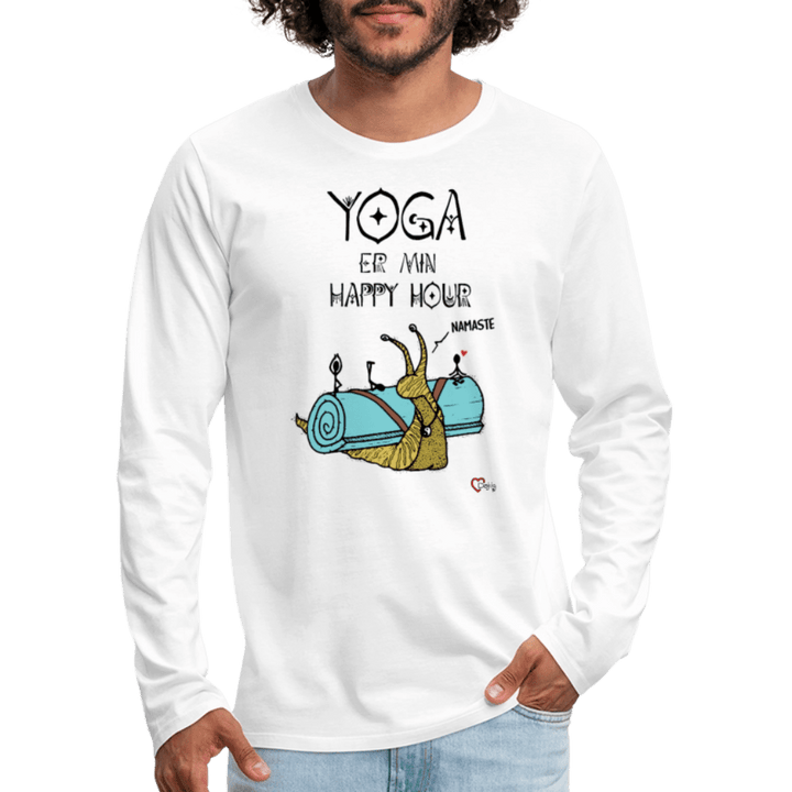 Yoga er min Happy Hour - Herre Langærmet Trøje - Premium langærmet Herre - T-shirt - hvid - Dajlig