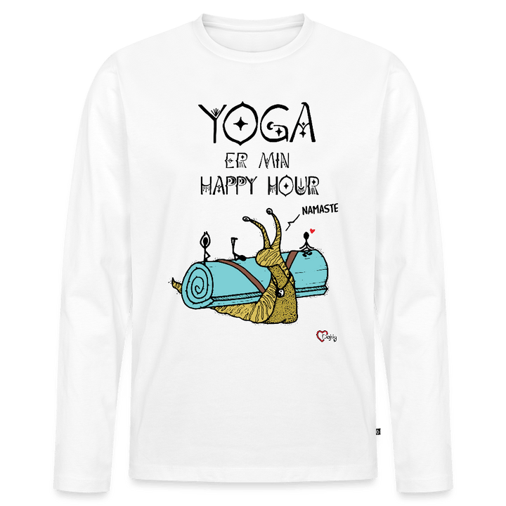 Yoga er min Happy Hour - Herre Langærmet Trøje - Premium langærmet Herre - T-shirt - hvid - Dajlig