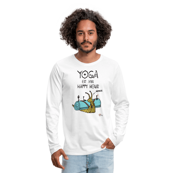 Yoga er min Happy Hour - Herre Langærmet Trøje - Premium langærmet Herre - T-shirt - hvid - Dajlig