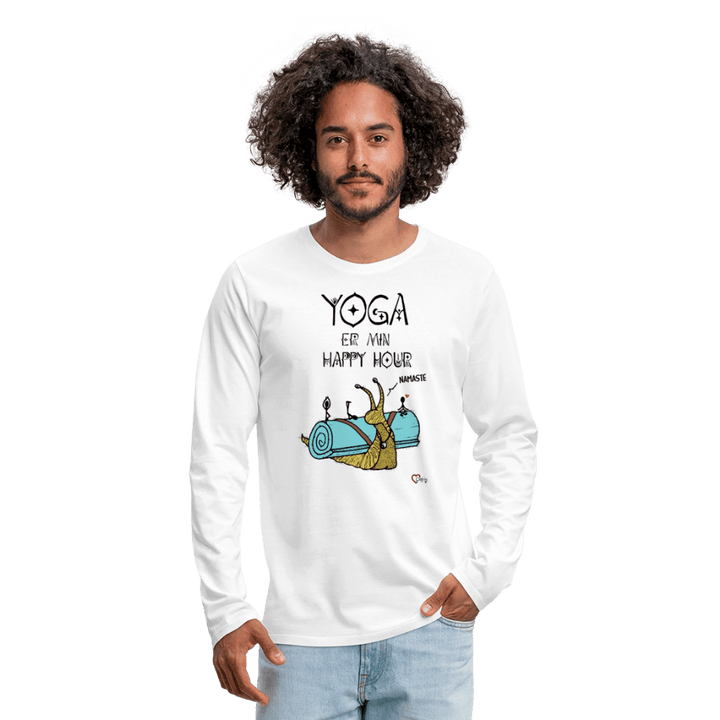 Yoga er min Happy Hour - Herre Langærmet Trøje - Premium langærmet Herre - T-shirt - hvid - Dajlig