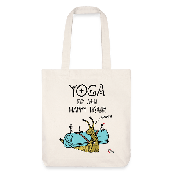 Yoga er min Happy Hour - Kraftig mulepose i genbrugsstof - Mulepose - naturhvid - Dajlig