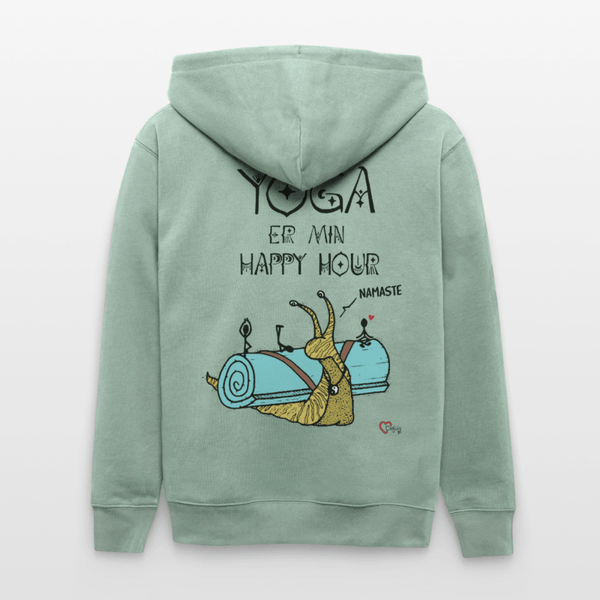 Yoga er min Happy Hour - Kraftig Unisex Hættetrøje m. lynlås - Stanley/Stella økologisk unisex - hættejakke CULTIVATOR - lys grågrøn - Dajlig
