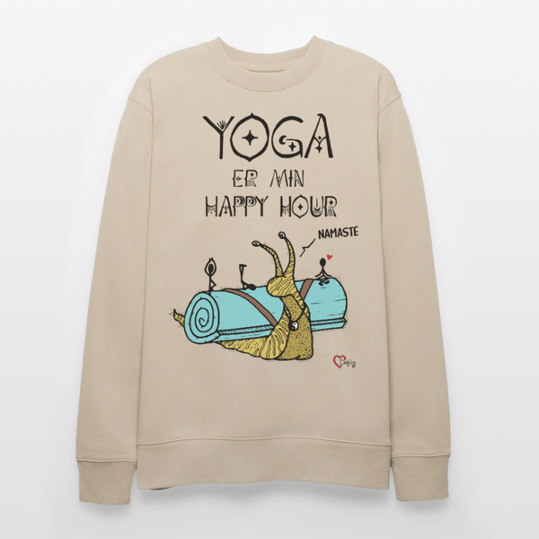 Yoga er min Happy Hour - Kraftig Unisex Sweatshirt - Stanley/Stella økologisk unisex - sweatshirt CHANGER - beige - Dajlig.dk