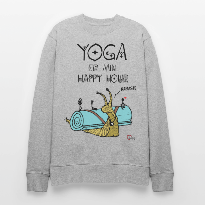 Yoga er min Happy Hour - Kraftig Unisex Sweatshirt - Stanley/Stella økologisk unisex - sweatshirt CHANGER - grå meleret - Dajlig.dk