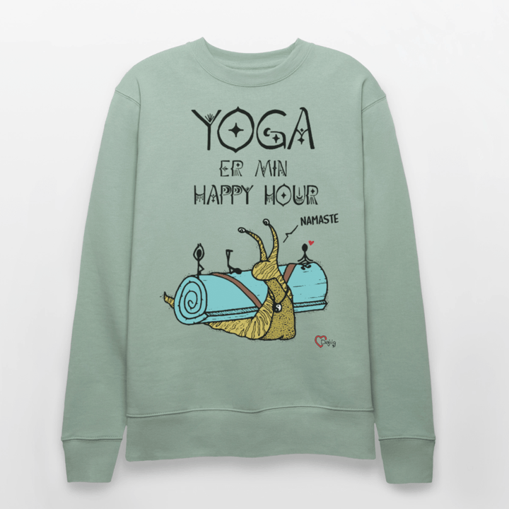 Yoga er min Happy Hour - Kraftig Unisex Sweatshirt - Stanley/Stella økologisk unisex - sweatshirt CHANGER - lys grågrøn - Dajlig.dk