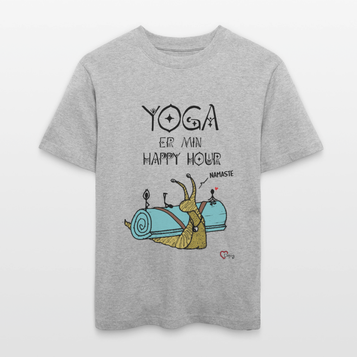 Yoga er min Happy Hour - Unisex T-shirt - Stanley/Stella Relaxed Fit økologisk unisex - T-shirt Sparker - grå meleret - Dajlig