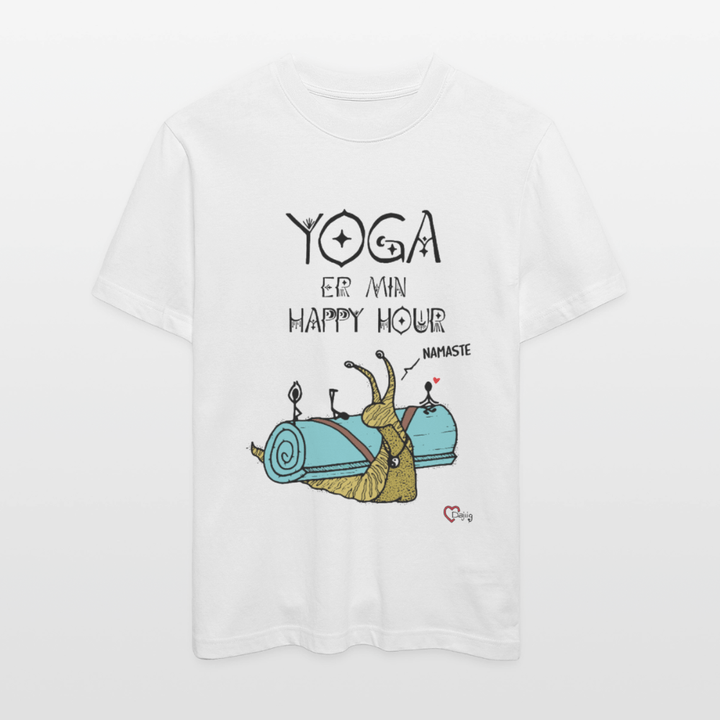 Yoga er min Happy Hour - Unisex T-shirt - Stanley/Stella Relaxed Fit økologisk unisex - T-shirt Sparker - hvid - Dajlig
