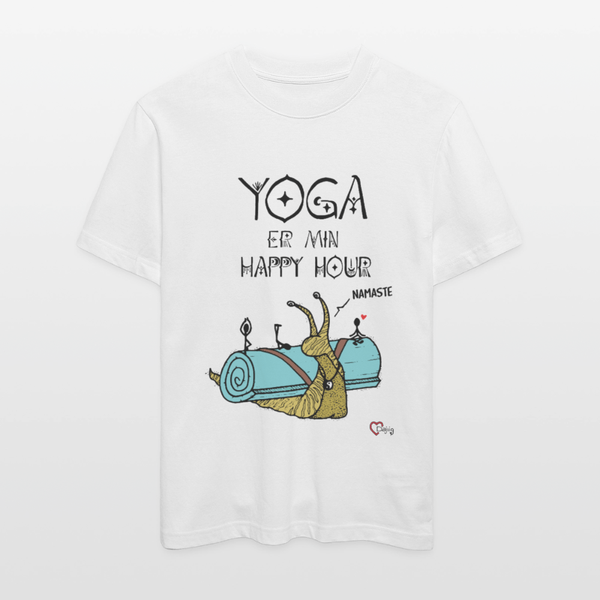 Yoga er min Happy Hour - Unisex T-shirt - Stanley/Stella Relaxed Fit økologisk unisex - T-shirt Sparker - hvid - Dajlig