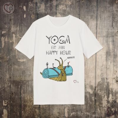 t-shirt til dame og herre - Yoga happy hour
